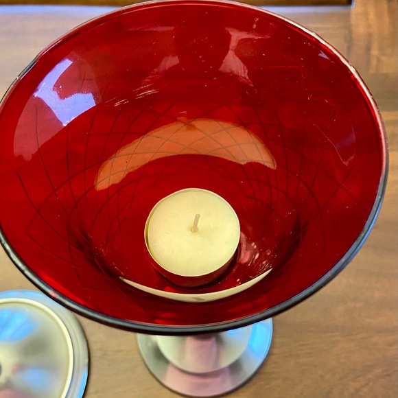 Stunning Pewter and Ted Glass Candle Holder - Picture 2 of 8